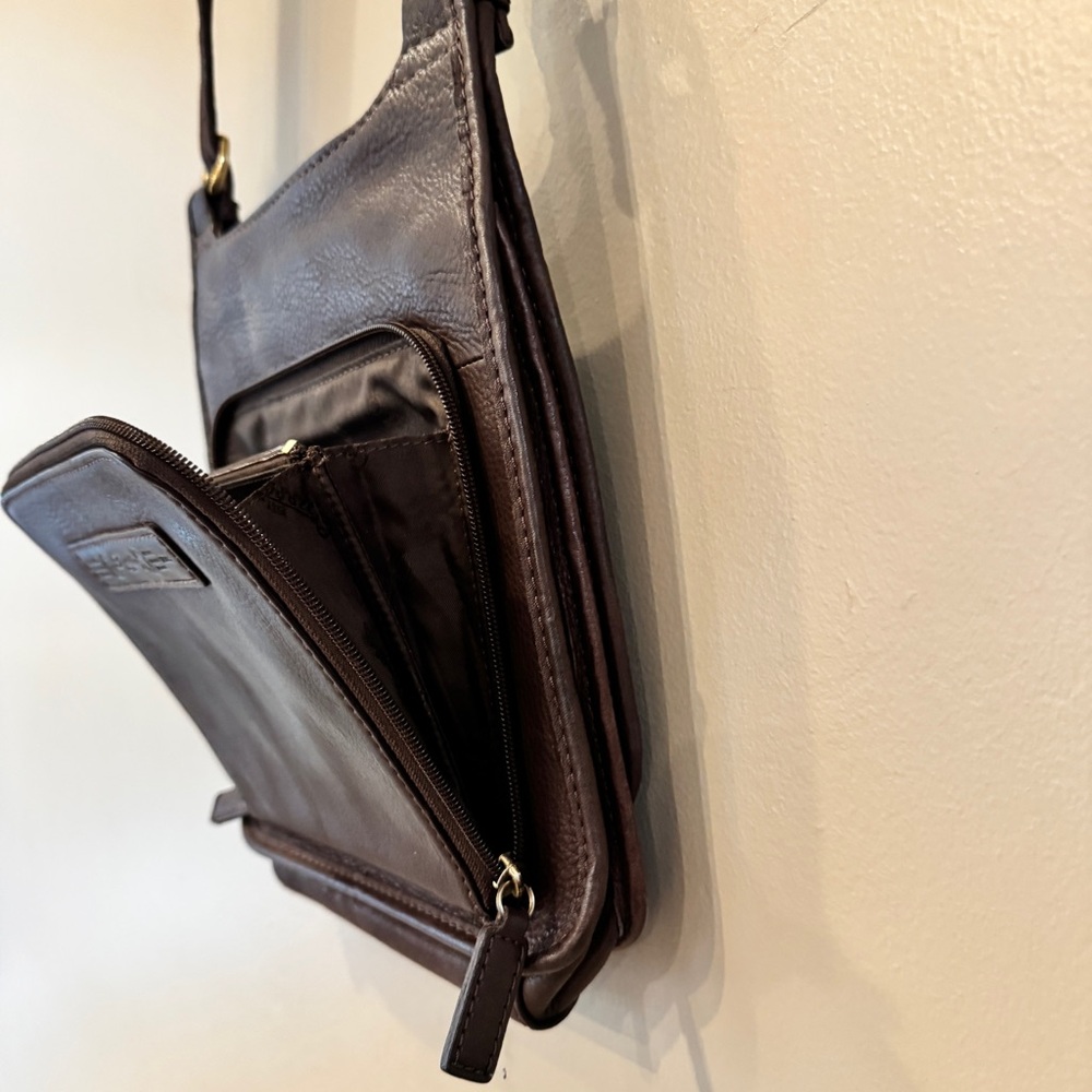 Vintage Fossil Leather Messenger Crossbody Bag Brown Built in Wallet‎ 75082 - Picture 4 of 16